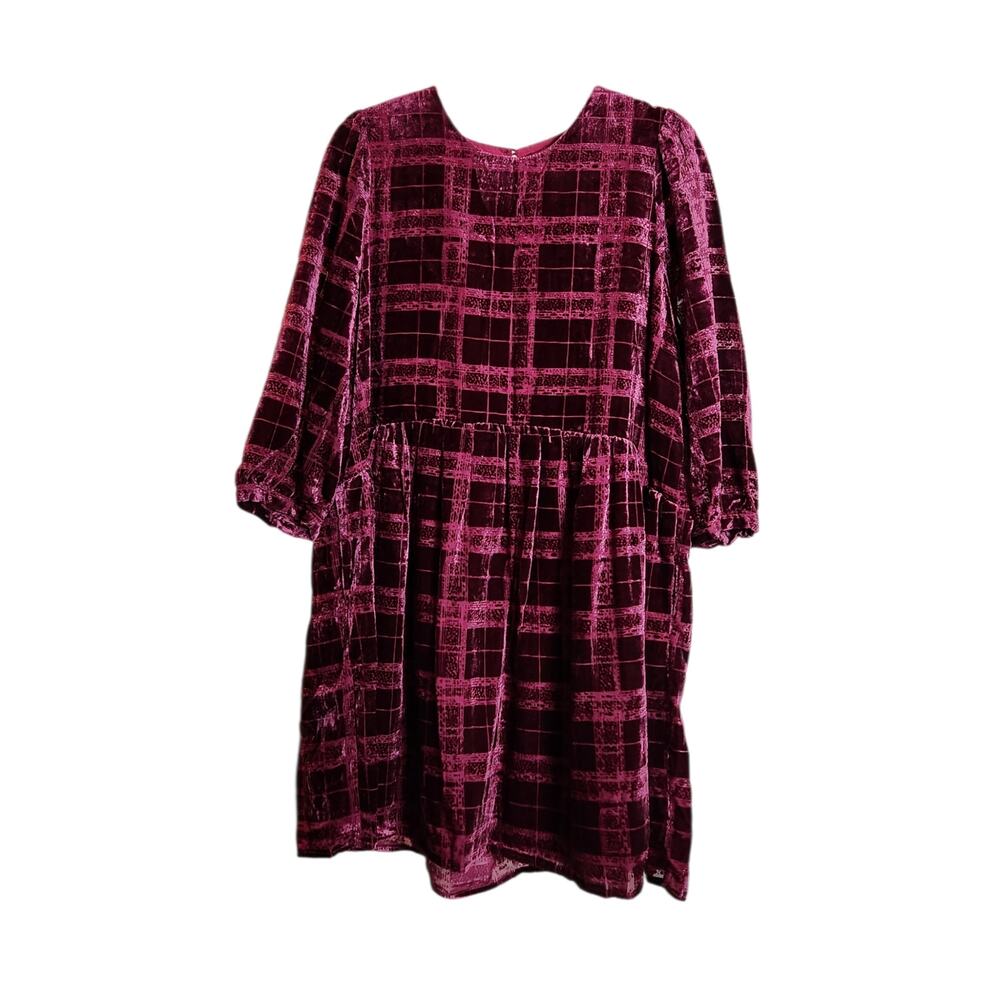 The Korner Size Large Dress Burgundy Textured Velvet